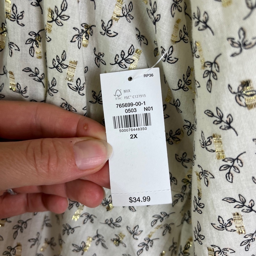 NWT Old Navy 2X Square Neck Ditsy Floral Peasant Blouse Cottagecore Fall Boho - Picture 4 of 12